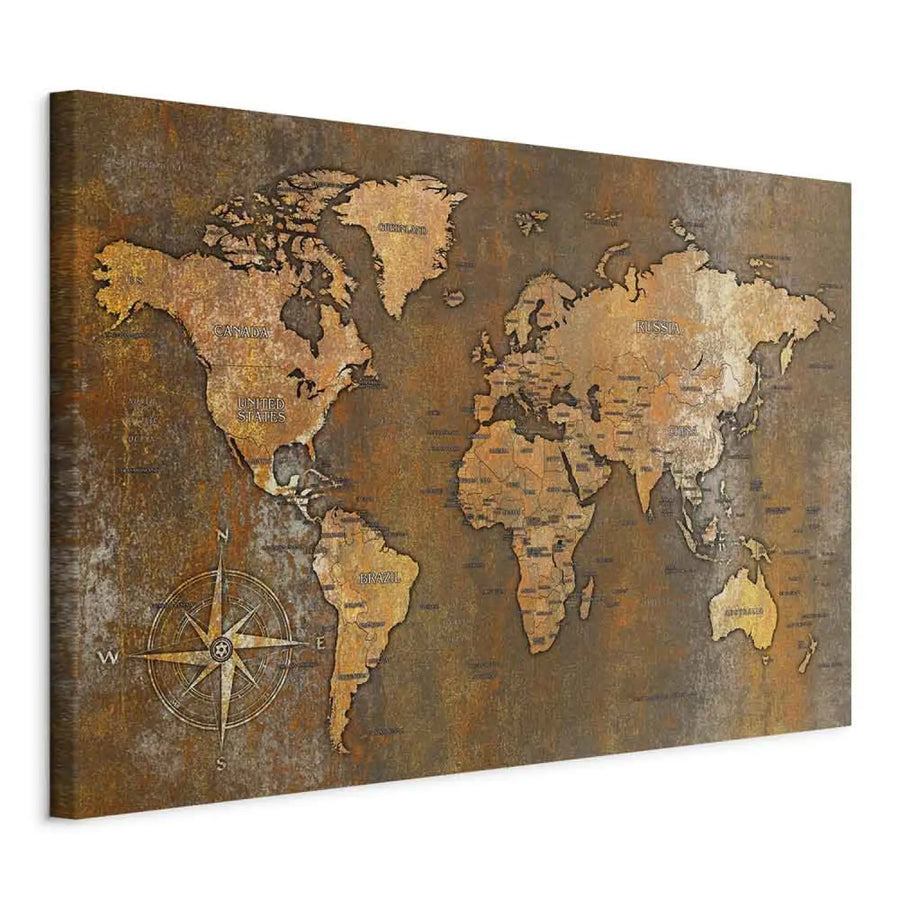 Kanva ar pasaules karti ar rūsasa efektu - Rūsainā pasaule, 91910 ART XL