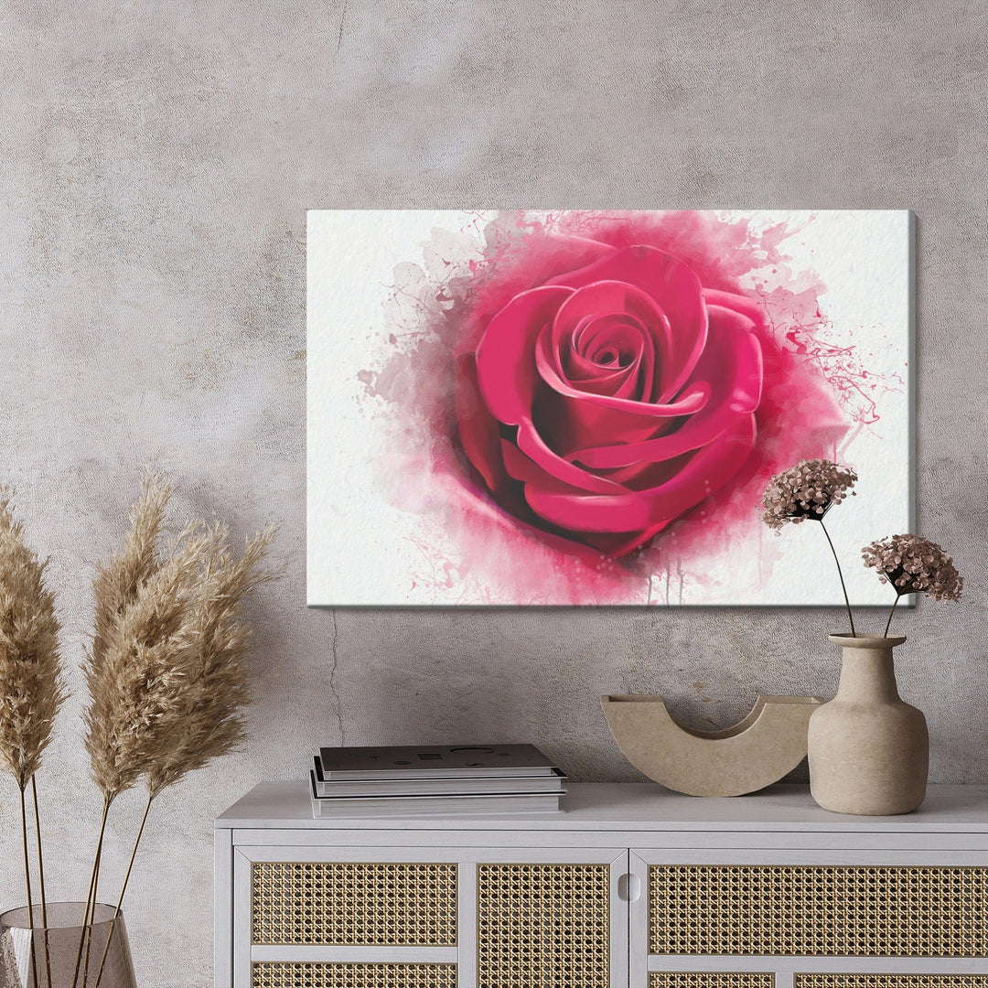 Kanva - Sarkana roze tuvplānā, kā uzgleznota, N-1348 X-ART