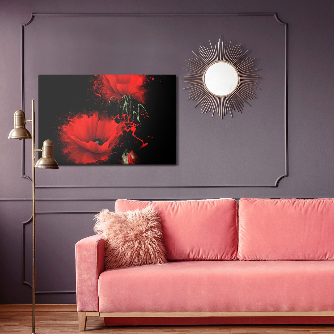 Kanva - Sarkanas magones uz melna fona, N-1507 X-ART