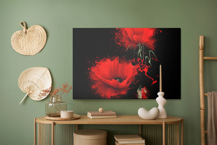 Kanva - Sarkanas magones uz melna fona, N-1507 X-ART