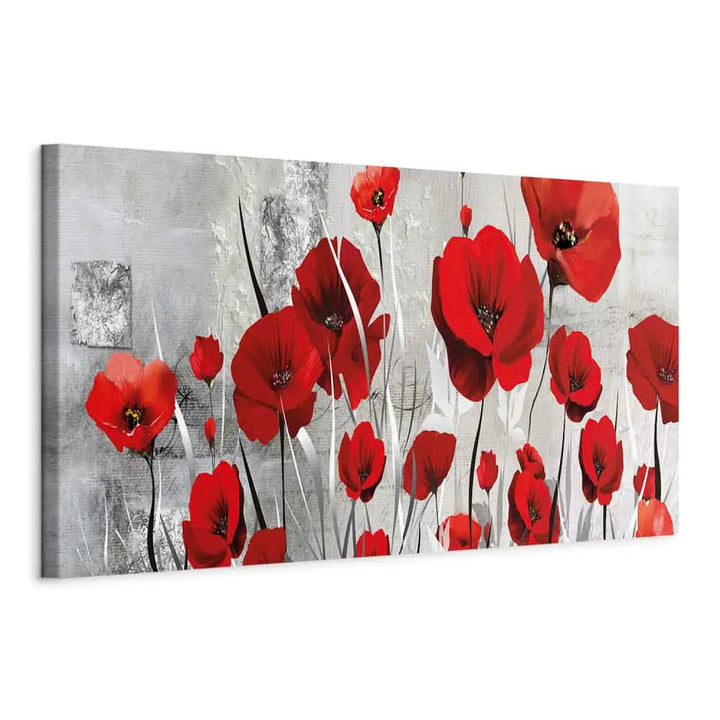 Kanva "Magones Vecmāmiņai" (149989) – Sarkani Ziedi uz Pelēka ART XL