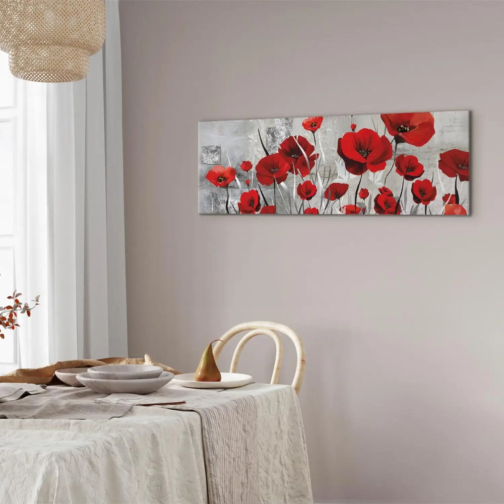 Kanva "Magones Vecmāmiņai" (149989) – Sarkani Ziedi uz Pelēka ART XL