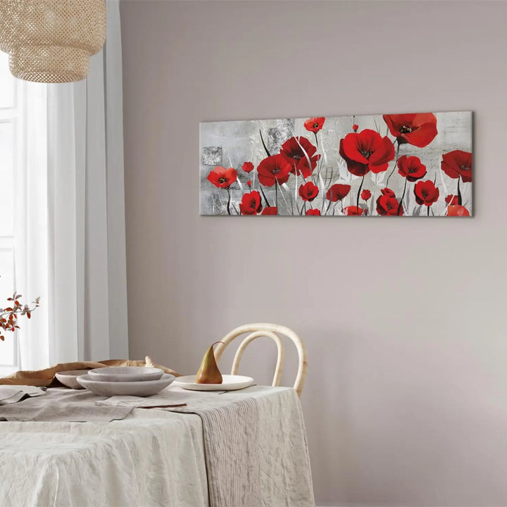 Kanva "Magones Vecmāmiņai" (149989) – Sarkani Ziedi uz Pelēka ART XL