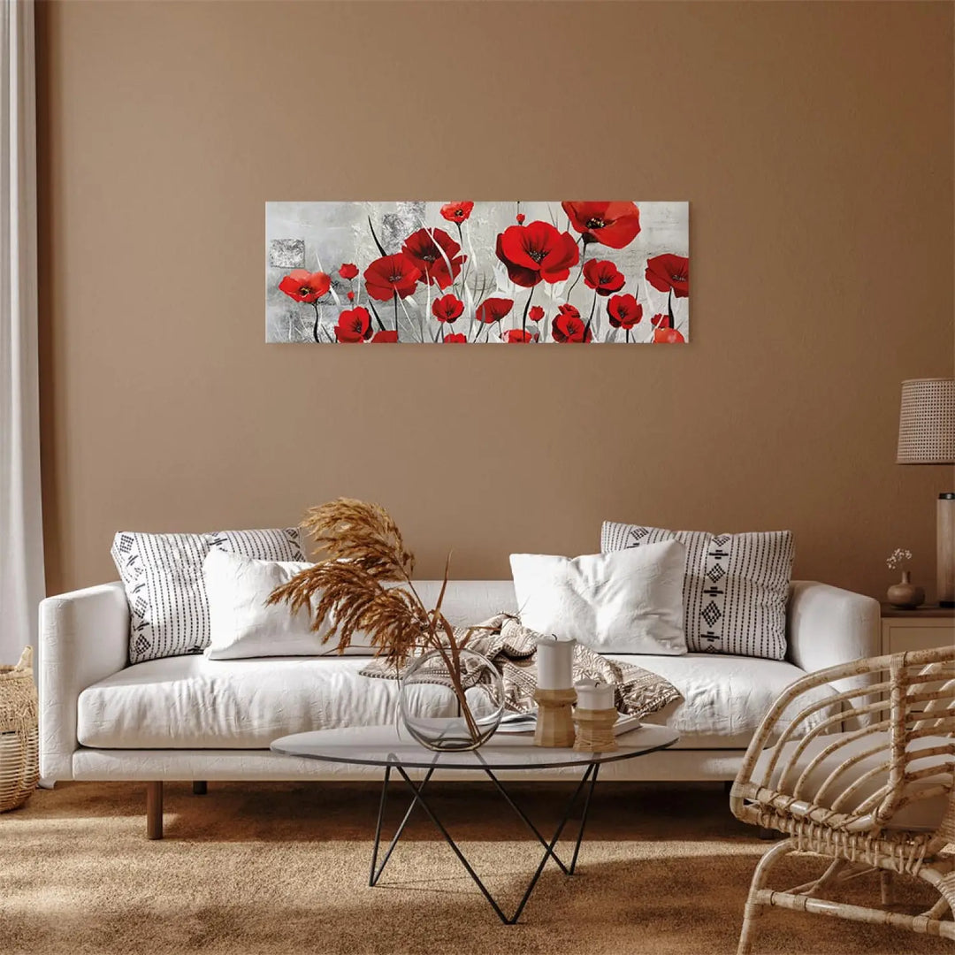 Kanva "Magones Vecmāmiņai" (149989) – Sarkani Ziedi uz Pelēka ART XL