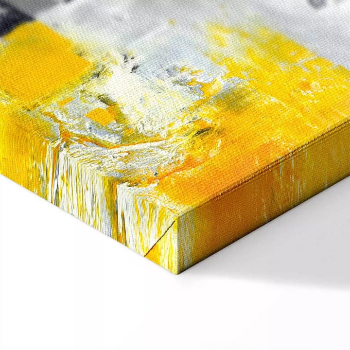 Kanva ar abstrakta rakstu dzeltenā/melnā krāsā - Saules dzirnavas G-ART