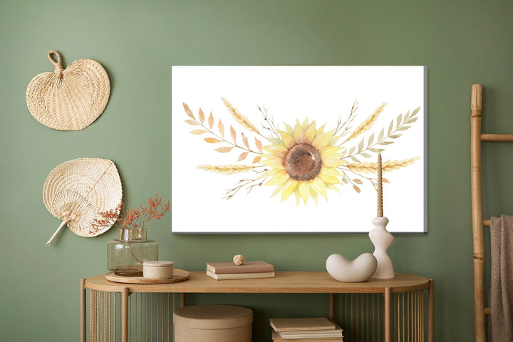 Kanva - Saulespuķe ar lapām un zariņiem, N-1701 X-ART