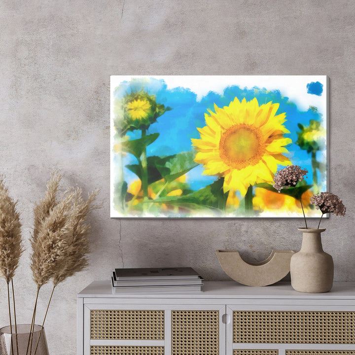 Kanva - Saulespuķes, it kā gleznotas ar akvareļu krāsām, N-1655 X-ART