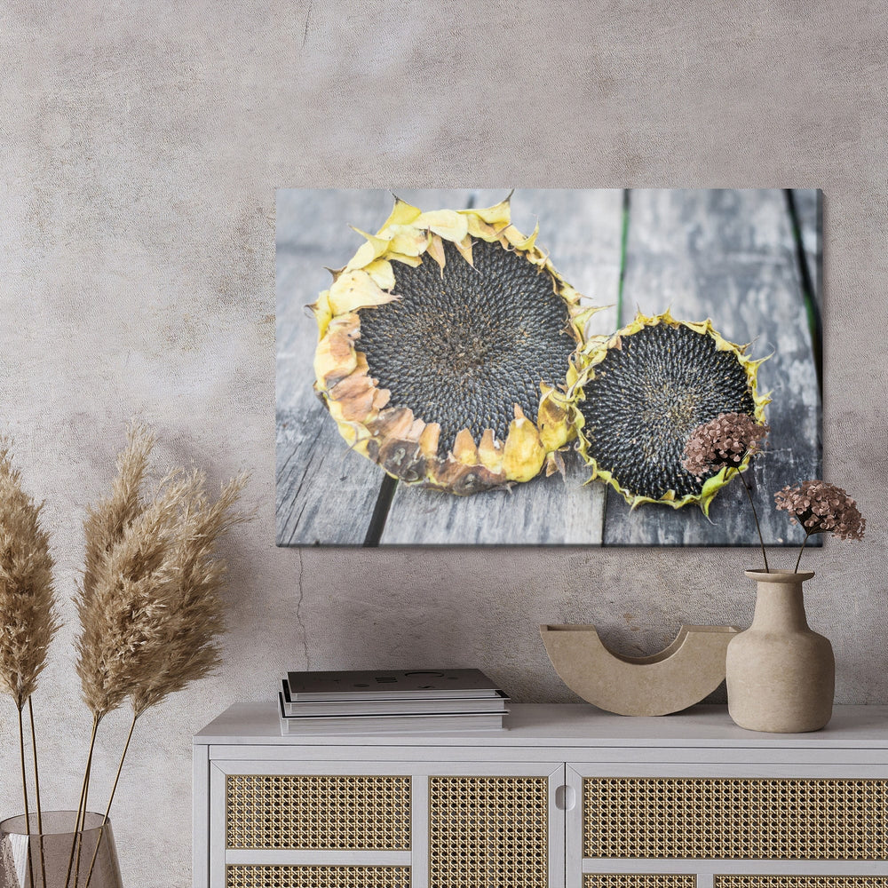 Kanva - Saulespuķes uz pelēku dēļu fona, N-1710 X-ART