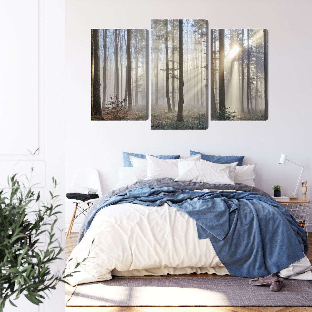 Kanva: Saullēkts mežā, taupe, miers X-ART