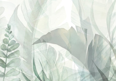 Канва - Дикий луг - зеленые листья на белом фоне, 148842 G-ART