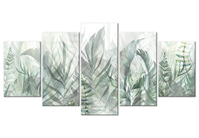 Канва - Дикий луг - зеленые листья на белом фоне, 151440 G-ART