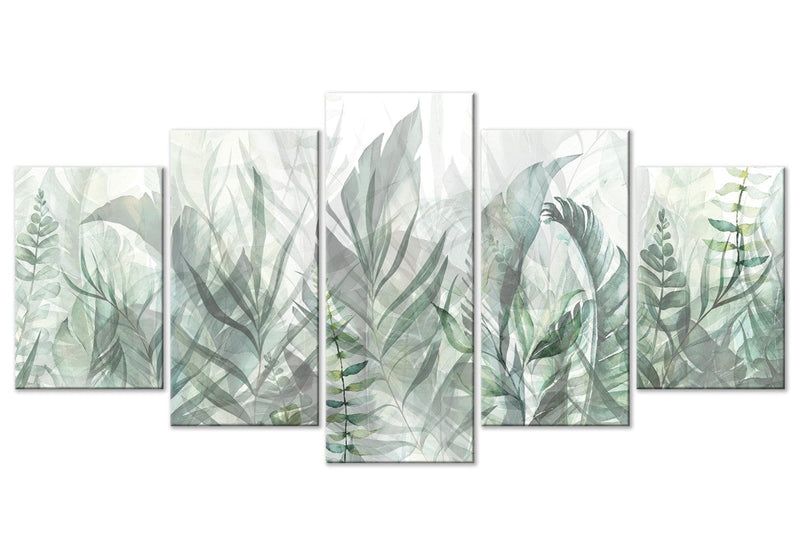 Canvas-taulut - Villi niitty - vihreät lehdet valkoisella taustalla, 151440 G-ART