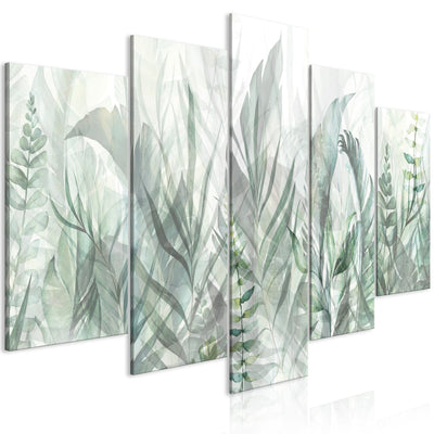 Canvas-taulut - Villi niitty - vihreät lehdet valkoisella taustalla, 151440 G-ART
