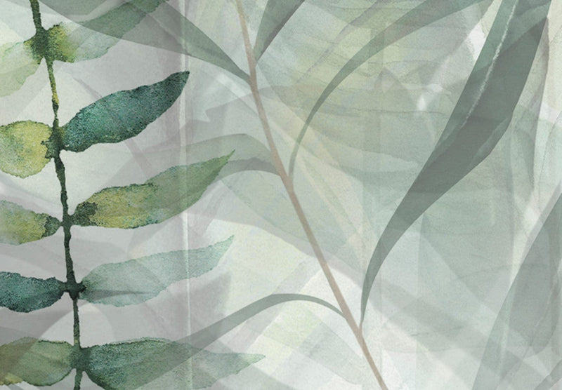 Канва - Дикий луг - зеленые листья на белом фоне, 151440 G-ART