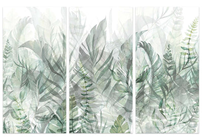 Kanva - Savvaļas pļava - zaļas lapas uz balta fona, 151787 G-ART