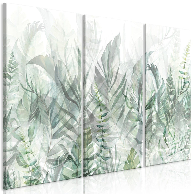 Kanva - Savvaļas pļava - zaļas lapas uz balta fona, 151787 G-ART