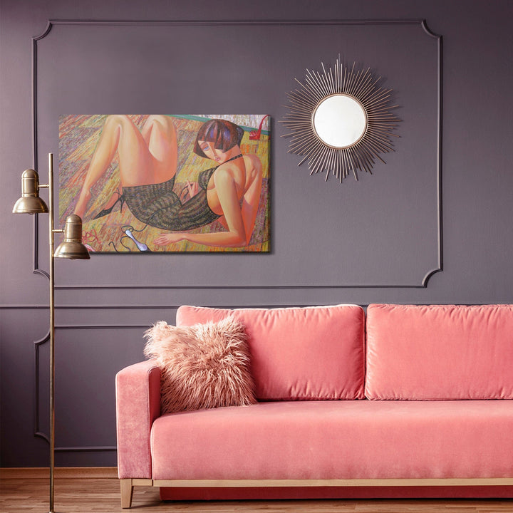 Kanva - Sievietes glezna ar abstraktu fonu, N-945 X-ART