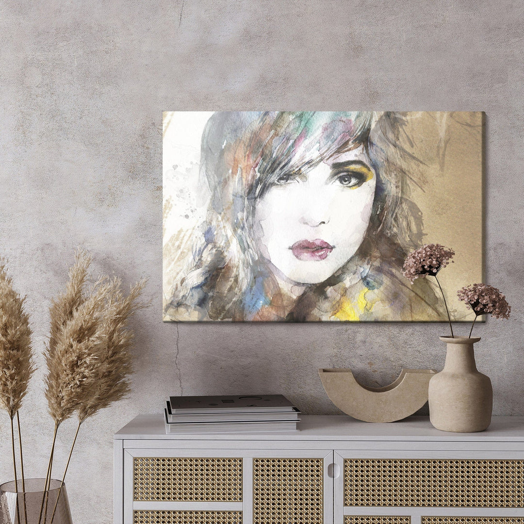 Kanva - Sievietes portrets ar abstraktu fonu, N-932 X-ART