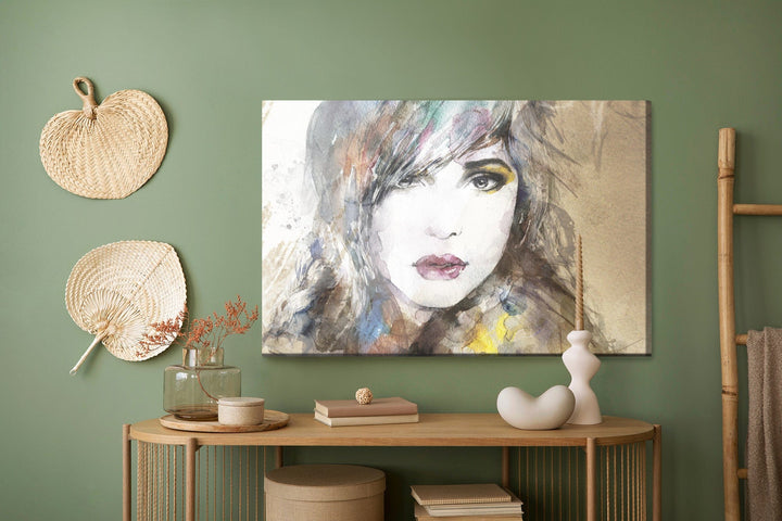 Kanva - Sievietes portrets ar abstraktu fonu, N-932 X-ART