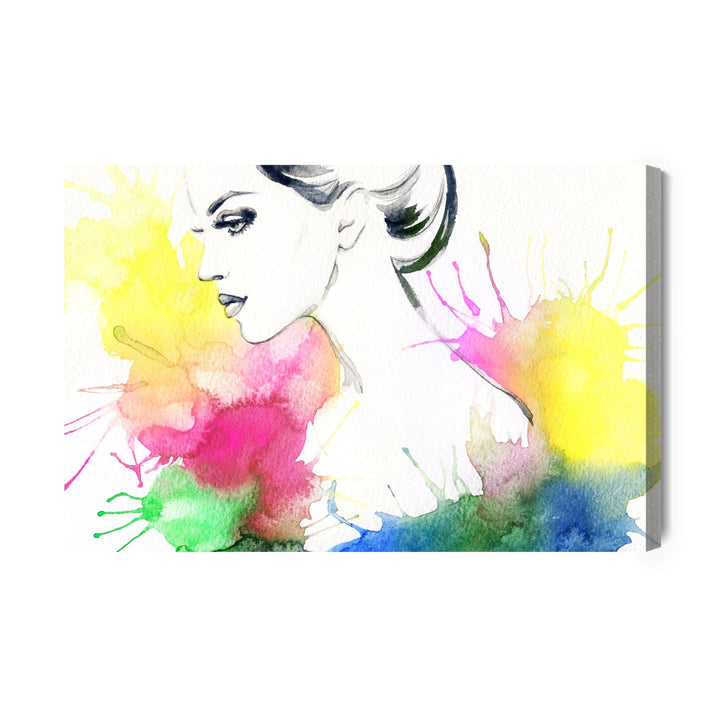Kanva - Sievietes portrets uz krāsaina fona, N-914 X-ART