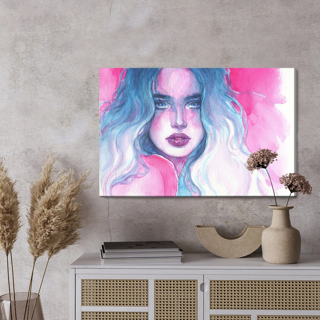 Kanva - Sievietes portrets zilo-rozā toņos, N-956 X-ART