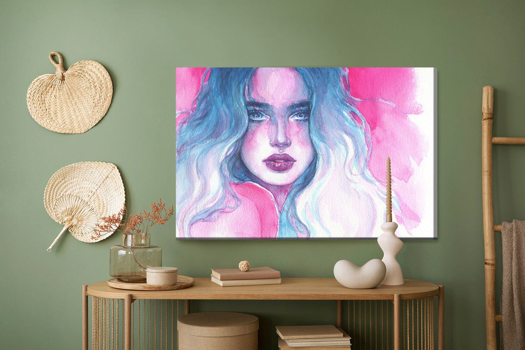 Kanva - Sievietes portrets zilo-rozā toņos, N-956 X-ART