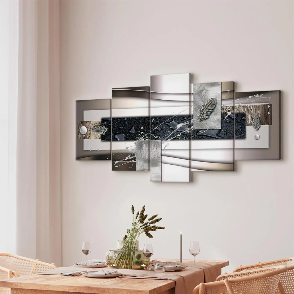 Kanva - Simetrijas skaistums, ģeometriska abstrakcija pelēkā krāsā ART XL