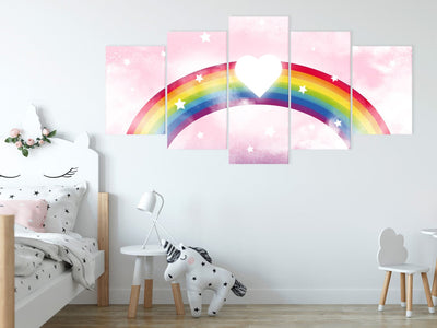 Канва - Сердце и цветная радуга в облаках, 143795 G-ART