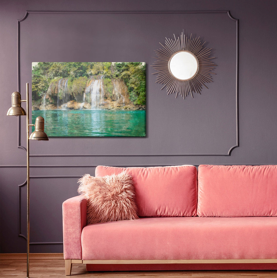 Kanva - Skats uz ūdenskritumu, kas gleznojums ar akvareļkrāsām, N-1580 X-ART