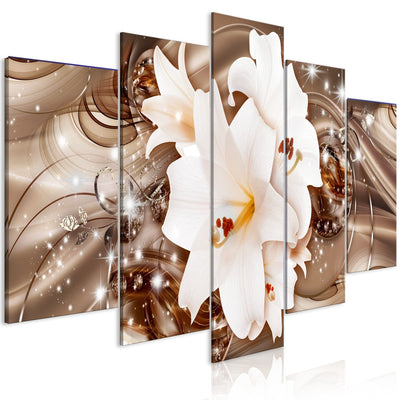 Canvas-taulut - Herkkä liljat, sommitelma kukkia abstraktilla taustalla, 148922 G-ART