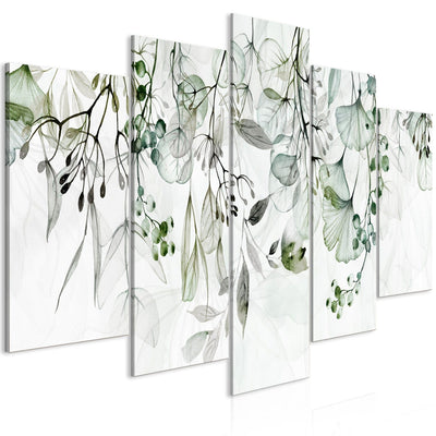 Canva - Fine twigs - leaves in soft shades on white background, 151426 G-ART