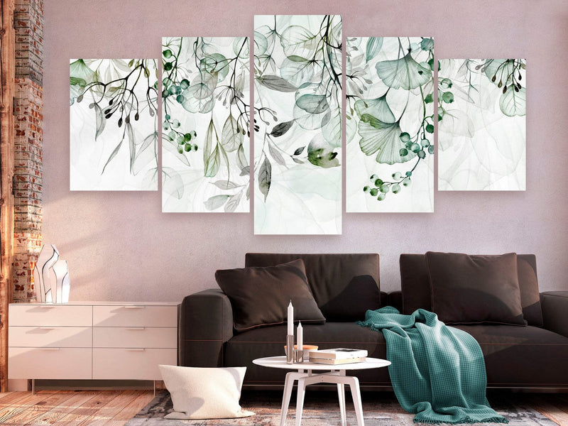 Canva - Fine twigs - leaves in soft shades on white background, 151426 G-ART
