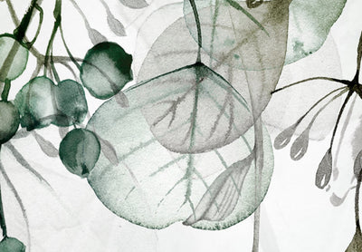 Paveikslai ant drobės - Smulkios šakelės - švelnių atspalvių lapai baltame fone, 151426 G-ART