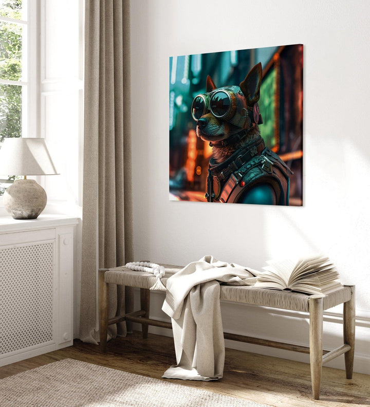 Glezna AI - Suns čivava - dzīvnieku portrets kiberpanka stilā - 150131 G-ART