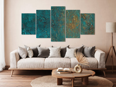 Canva - Turquoise abstract texture with gold accent, 151432 G-ART