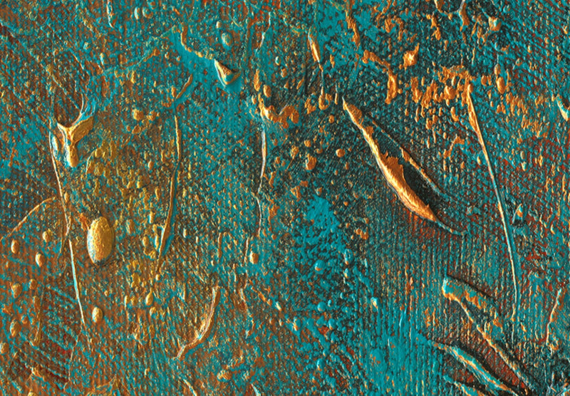 Канва - Бирюзовая абстрактная текстура с золотым акцентом, 151777 G-ART