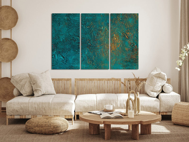 Canva - Turquoise abstract texture with gold accent, 151777 G-ART