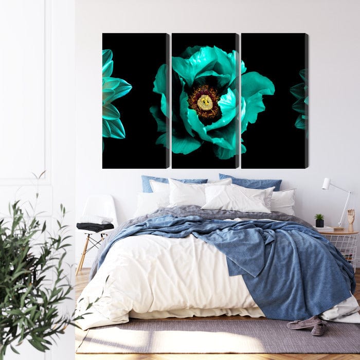 Kanva - Tirkīza ziedi uz melna fona, N-4234 X-ART