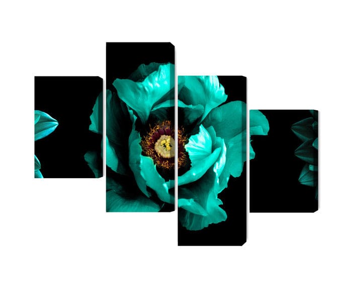 Kanva - Tirkīza ziedi uz melna fona, N-4237 X-ART