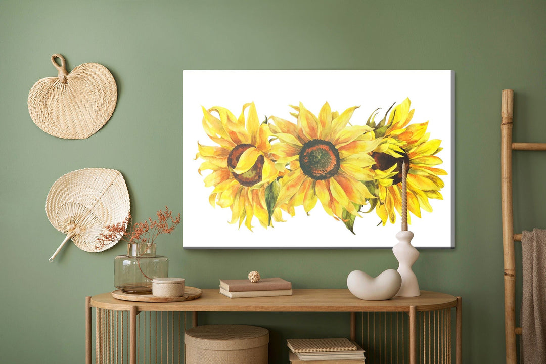 Kanva - Trīs saulespuķes uz balta fona, N-1686 X-ART