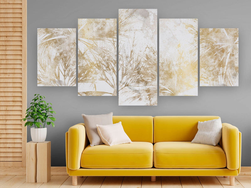 Canva - Tropical leaves in golden tones on light background, 151428 G-ART