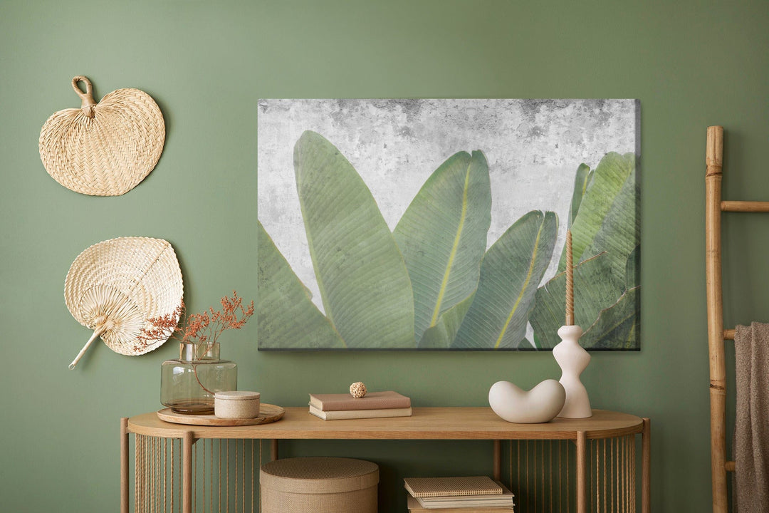 Kanva - Tropu lapas uz betona fona, N-1649 X-ART