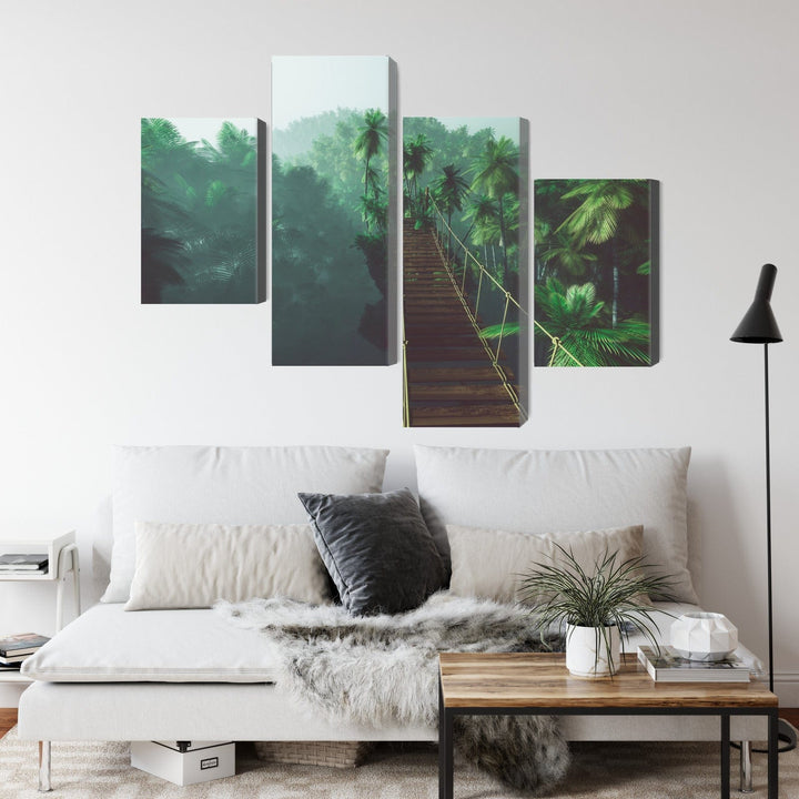 Kanva: Tropu meža virvju tilts, zaļa X-ART