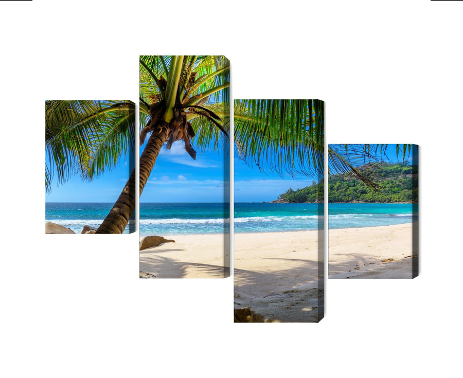 4 daļu kanva: Tropu pludmale ar palmu X-ART