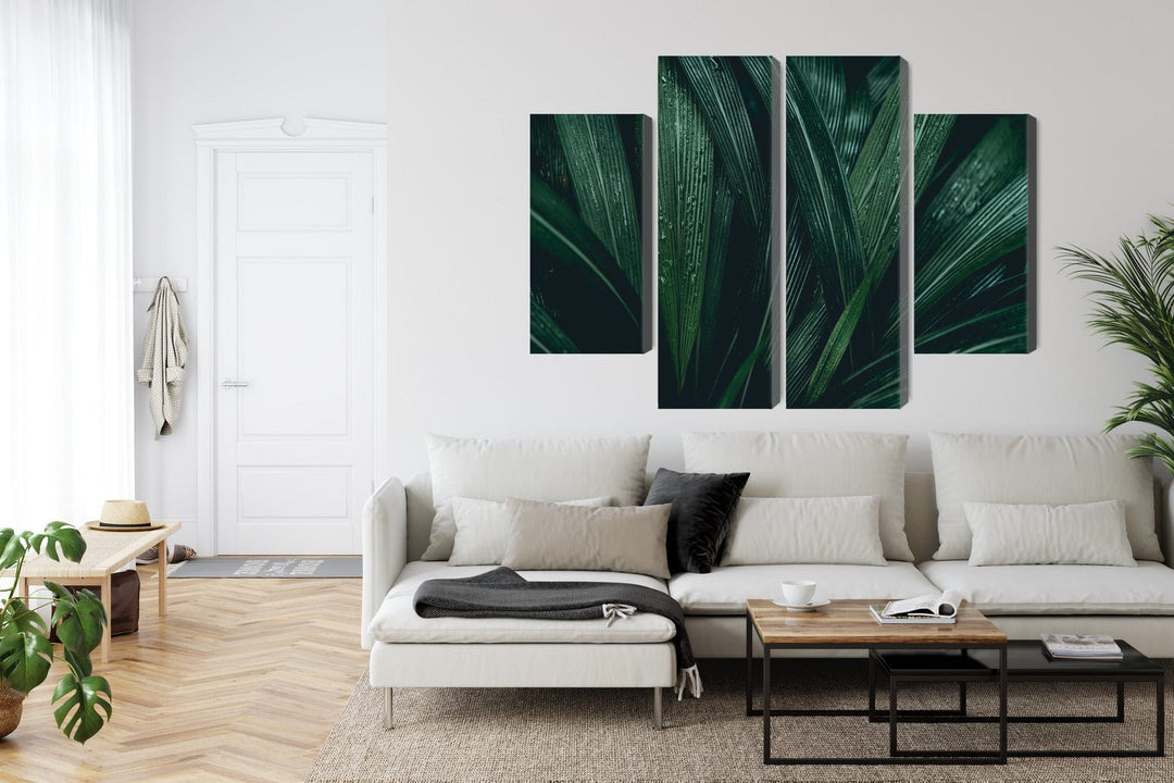 Kanva viesistabai: Tumši zaļas lapas makro X-ART