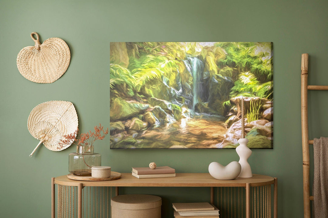 Kanva - Ūdenskritums džungļos, kas izskatās kā gleznojums, N-1546 X-ART