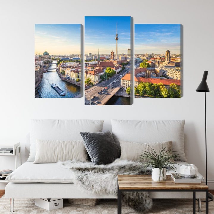 Kanva - Upe Spree un panorāmas skats uz Berlīni, N-2767 X-ART