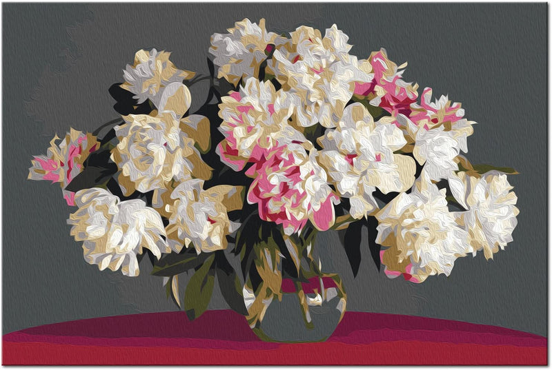 Kanva uz audekla "izkrāso pēc cipariem" - Baltie ziedi vāzē 60x40 cm Artgeist