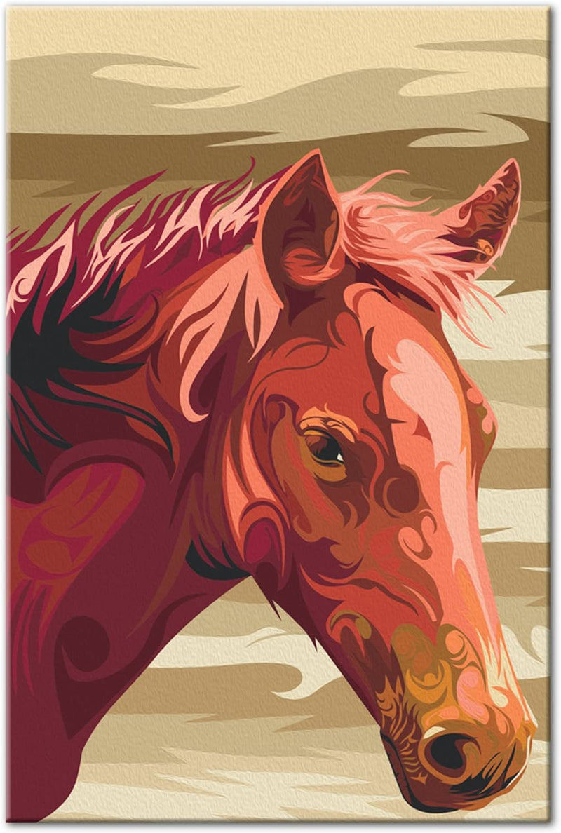 Kanva uz audekla "izkrāso pēc cipariem" - Brūns zirgs 40x60 cm Artgeist
