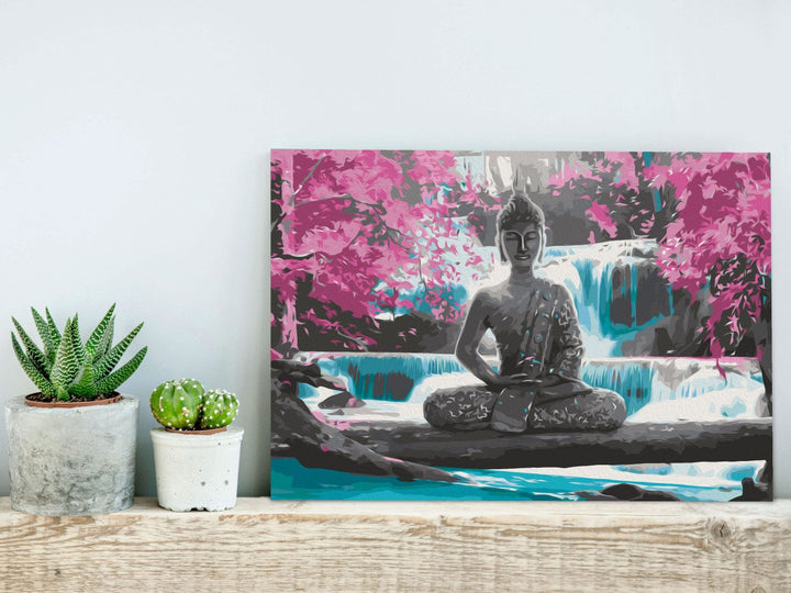 izkrāso pēc cipariem - Buda un ūdenskritums, 60x40 cm Artgeist